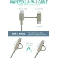 thumbnail image 2 of Smartish 3-in-1 Universal Fabric Wrapped 6ft Charging Cable - Crown Joule [Micro USB - Lightning - USB-C Adapters] Apple MFi Certified for iPhone/iPad/Airpods & Android Phones - Lightly Toasted Beige, 2 of 4