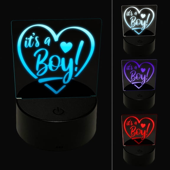 It's a Boy Baby Shower LED Night Light Sign 3D Illusion Desk Nightstand Lamp
