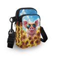 thumbnail image 3 of HELLHERO Pig and Sunflower Pattern Underarm Shoulder Bag Polyester with Zipper Closed Women Messenger Bag for Travel, Outdoor and Daily Use, 3 of 7