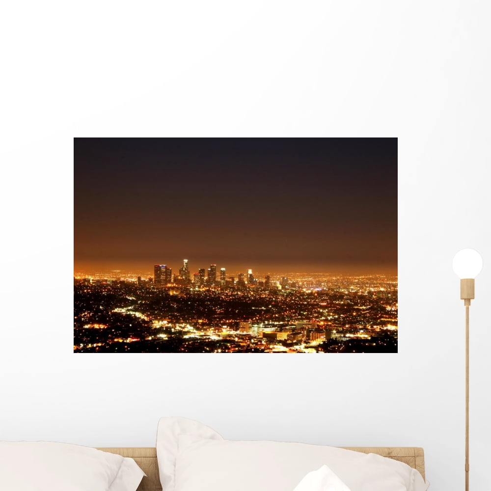 Los Angeles Night Wall Mural Decal Sticker, Wallmonkeys Peel & Stick ...