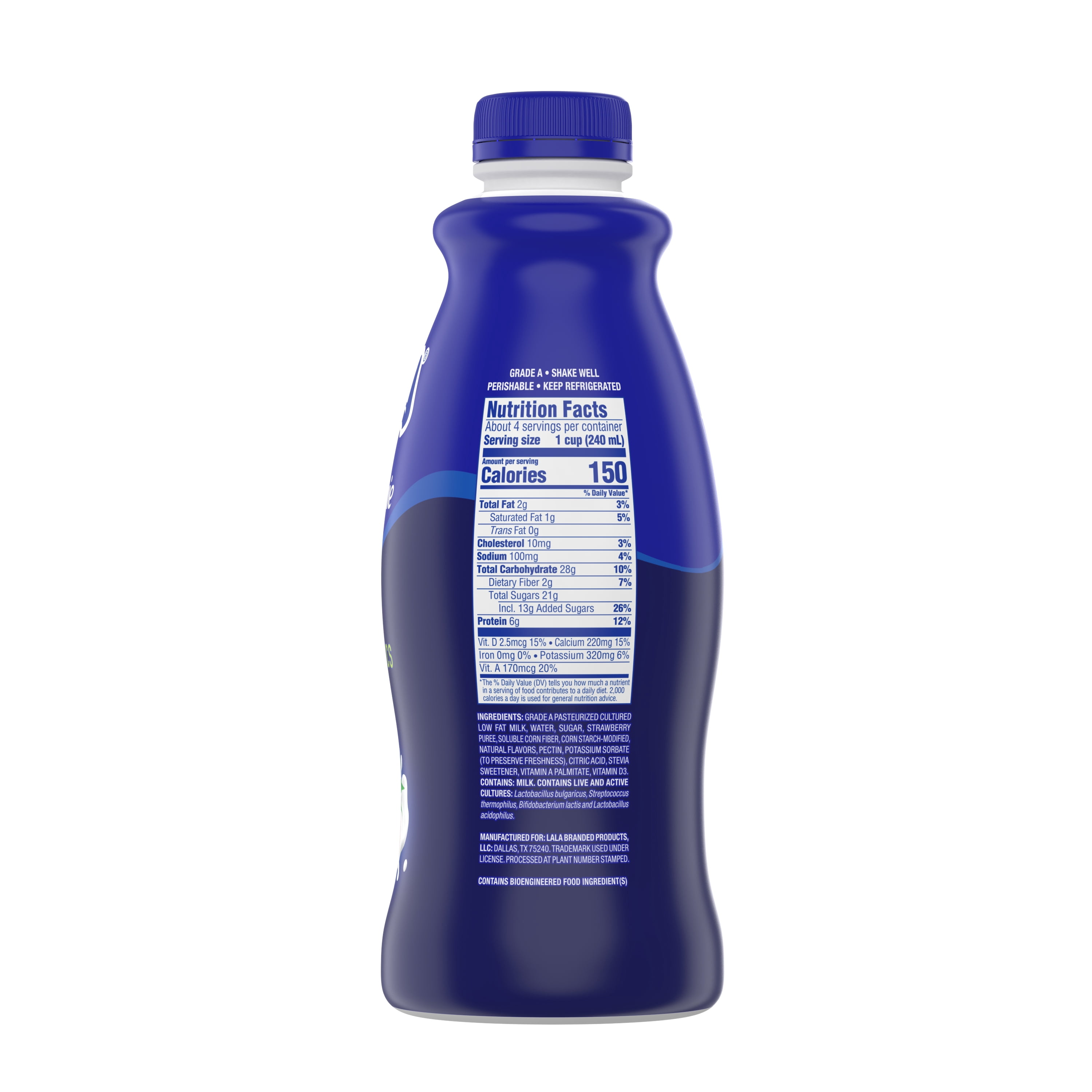 LALA Probiotic Protein Yogurt Smoothie Drink for Kids and Adults, Pecan Cereal, 32 oz Plastic Bottle