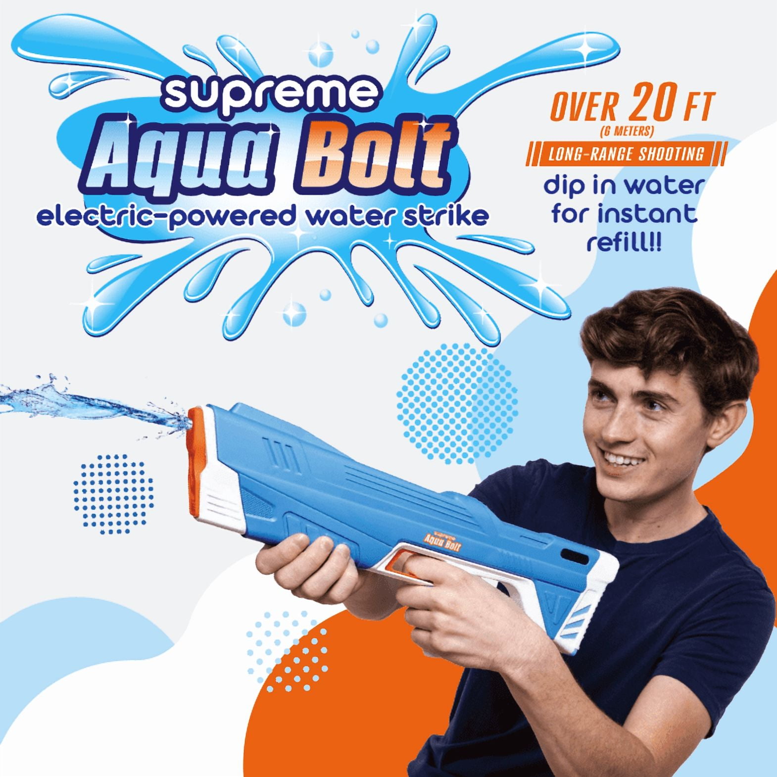 Supreme Sports Aqua Bolt Electric-Powered Water Strike, 20+ feet of Long Range Shooting