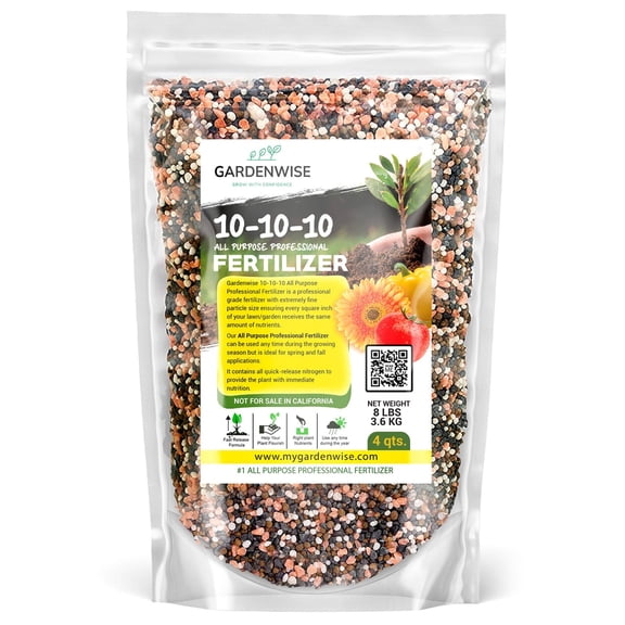 Gardenwise 10-10-10 All-Purpose Fertilizer for Indoor/Outdoor Plants, Trees, and Lawns