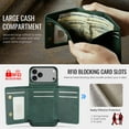 thumbnail image 3 of Compatible with Magsafe for iPhone 17 Pro Wallet Case Magnetic Card Holder, RFID Blocking 2 in 1 Detachable Kickstand Shockproof Phone Cover for Women Men, for iPhone 17 Pro, Green, 3 of 7