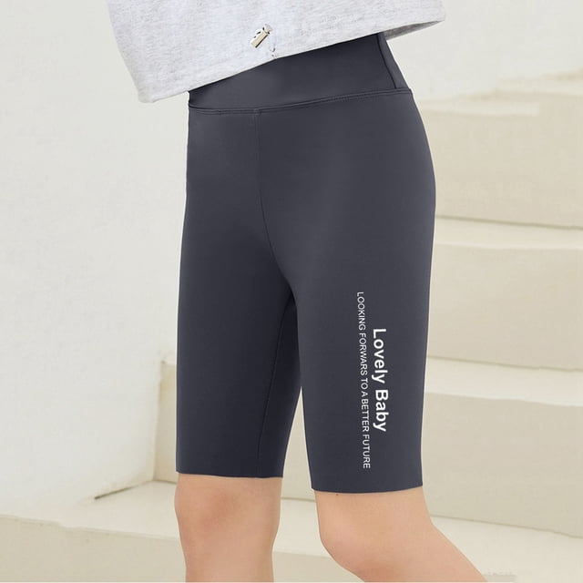 Summer Kids Shorts High Waisted Breathable Slim Fit Pants For Girls With Letter Printing And Quarter Length Design