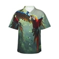 thumbnail image 1 of Balery Flying Parrots In Jungle Camisas hawaianas de manga corta para hombre, camisas playeras de corte holgado, camisas de vacaciones con botones,Large, 1 of 7