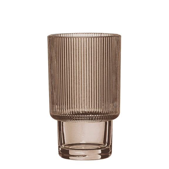 Better Homes & Gardens 13.5 oz Brown Stackable Ribbed Highball Glass