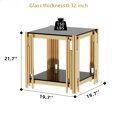 thumbnail image 6 of LoLado 19.7" Stainless Steel Square Glass End Table,Modern Center Table,Side Table with Black Tempered Glass 8mm,for Living Room,Office,Black, 6 of 8