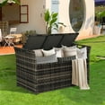 thumbnail image 3 of ZOPan 90 Gallon Patio Storage Bench, Outdoor Wicker Deck Box with Cushion, PE Rattan Box with Handles (Grey), 3 of 5