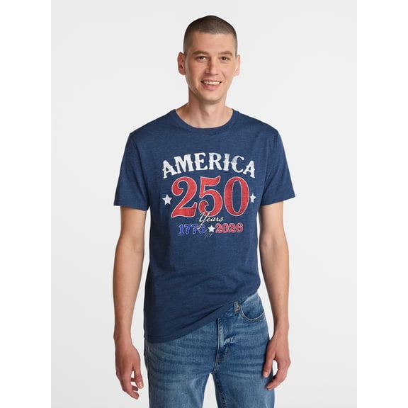 Americana Men's and Big Men's America 250 Graphic Tee Shirt from Way to Celebrate, Sizes XS-3XLT