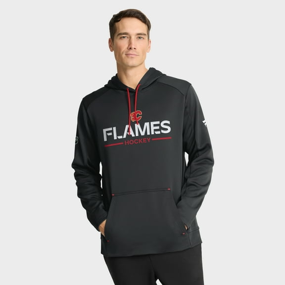 Men's Fanatics Black Calgary Flames Authentic Pro Rink Hoodie