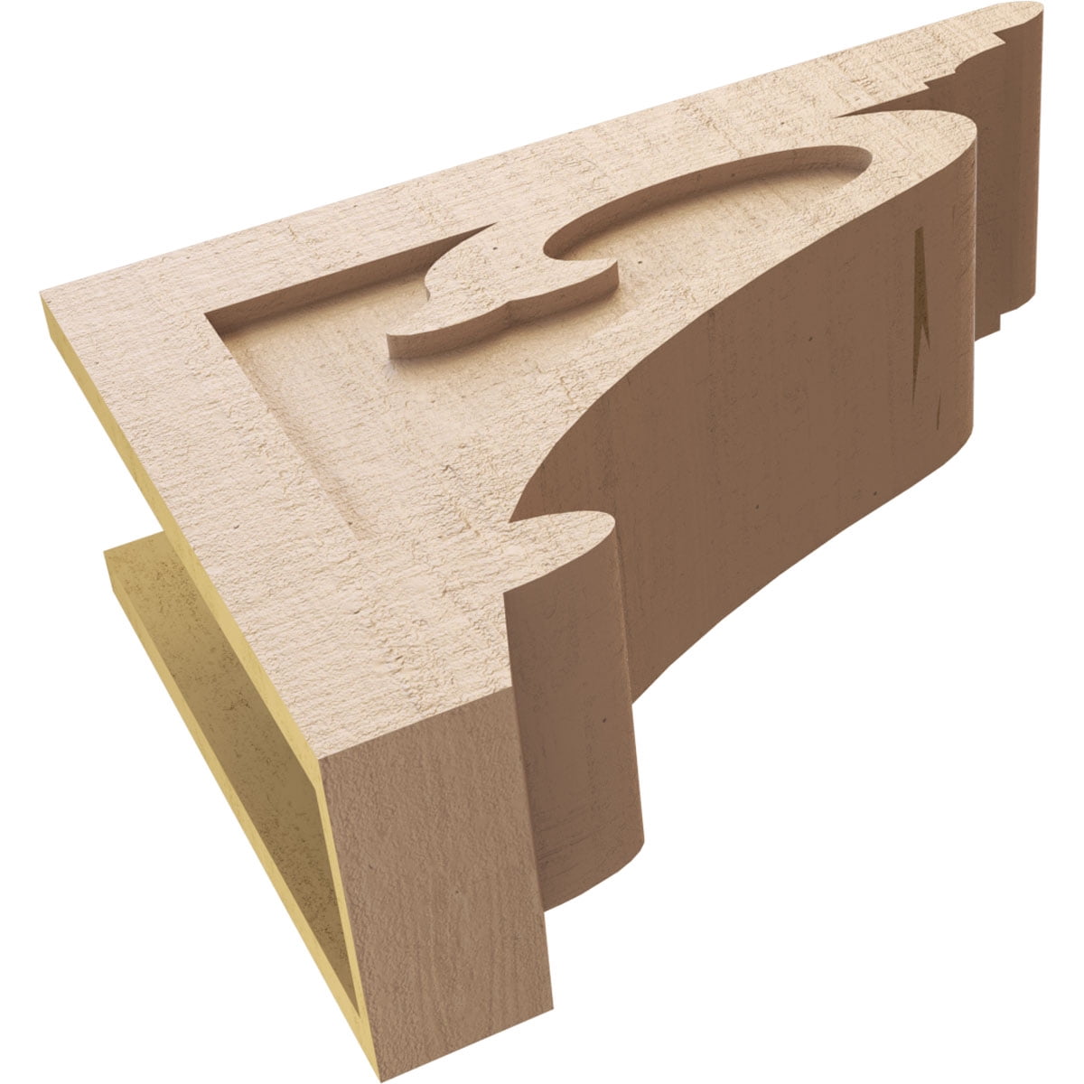 7"W x 21"D x 14"H Classic Mayflower Rough Cedar Woodgrain TimberThane Corbel, Primed Tan