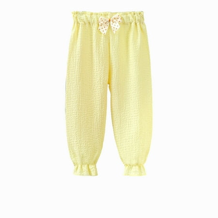 

Jgppe Baby Girls Long Bloomers Pants Spring and Summer Lightly Soft Pleated Lantern Pants Bow 2-9 Years