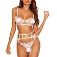 thumbnail image 4 of Gibobby Lencería mujer erótica Conjunto de Lencería Sexy para Mujer con Cinturones de Liga Conjunto de Sujetador y Bragas de Encaje Sexy(Blanco, M), 4 of 5