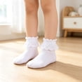 thumbnail image 6 of Sewkxo Women Lace Ankle Socks Ruffle Frilly Cotton Socks Trim Double Layer Lace Girl socks,White XXS, 6 of 8