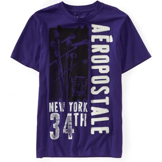 Aeropostale Hombres New York 34th Graphic Camiseta, Púrpura, Mediano Aeropostale Camiseta gráfica