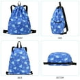 thumbnail image 4 of Mygreen Cute Shark Drawstring Backpack Waterproof Lightweight String Bag For Outdoor Yoga Gym Swimming Travel Light Blue, 4 of 8