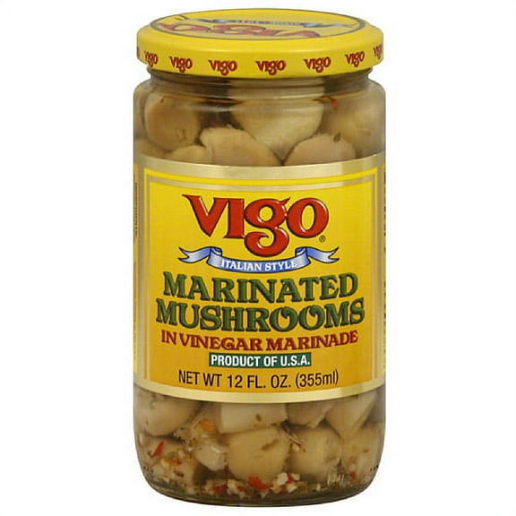 Vigo Marinated Mushrooms in Vinegar Marinade, 12 fl oz, (Pack of 12)
