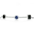 thumbnail image 2 of Gem Stone King 1.56 Ct Oval Black Onyx Blue Created Sapphire 925 Sterling Silver Bracelet for Women, 2 of 4