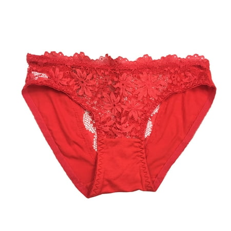 

Efsteb 5 Pack Panties for Women Sexy Comfy Panties Ropa Interior Mujer Transparent Lace Pattern Hollow G Thong Low Waist Briefs Lingerie Breathable Underwear Red
