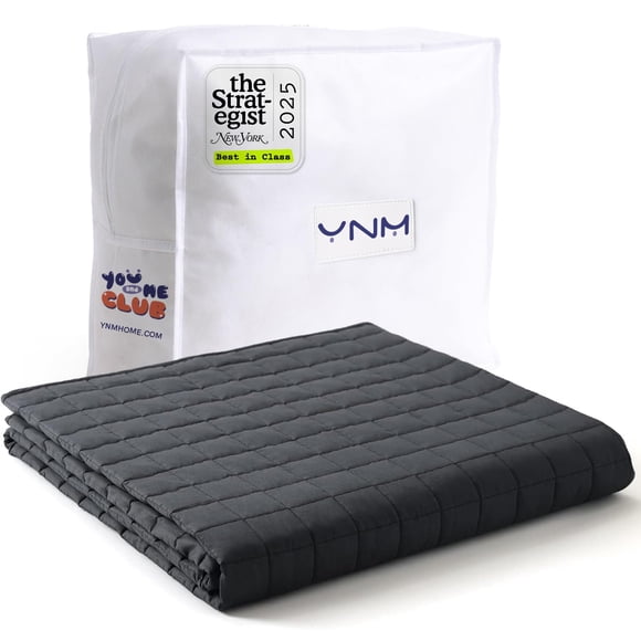YnM Couverture Pondérée, Coton Apaisant, Petits Compartiments avec Perles de Verre, Couverture de Lit pour une Personne de 60 Lb, Idéale pour Lit Simple (41 X 60 Pouces, 7 Livres, Gris Foncé)