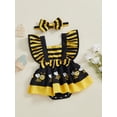thumbnail image 3 of aturustex Toddler Baby Girls Romper Dress Outfits 0 3M 6M 9M 12M 18M Infant Fly Sleeve Bodysuits Skirt Hem Bee/Ladybug/Cow/Elephant Print Jumpsuits Nemmer Clothes Beachwear for Holiday Party, 3 of 7