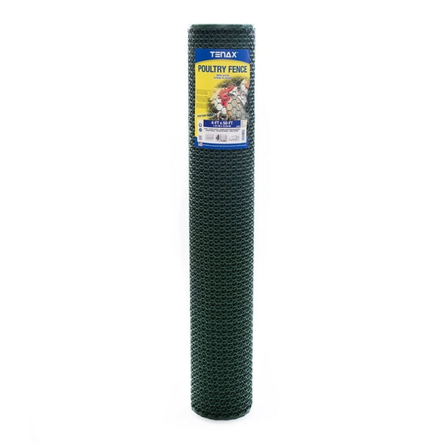 Tenax Plastic Poultry Fence Lightweight Garden Net, 4' x 50' Roll, Green