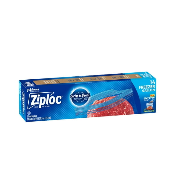 Ziploc Large Plastic Freezer Bags, 3.78-L, 14-pk