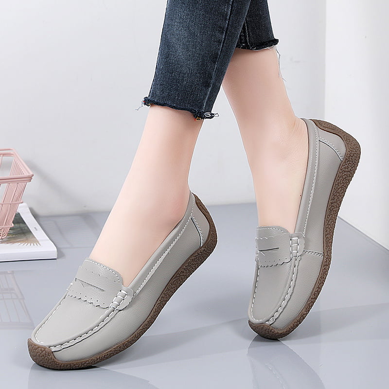 Women's Flat Slip On Loafers Solid Color Soft Sole Non-slip Walking Shoes Casual Outdoor - Walmart.com
