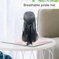 thumbnail image 2 of Tapón Silky Cap Bonnet Headwraps con la elasticidad de la moda de la cola larga Flexible ajustable para los ciclistas Hip-Hop Lovers Daily Decoration Black Navy Edge Speravity AP008480-09B, 2 of 5