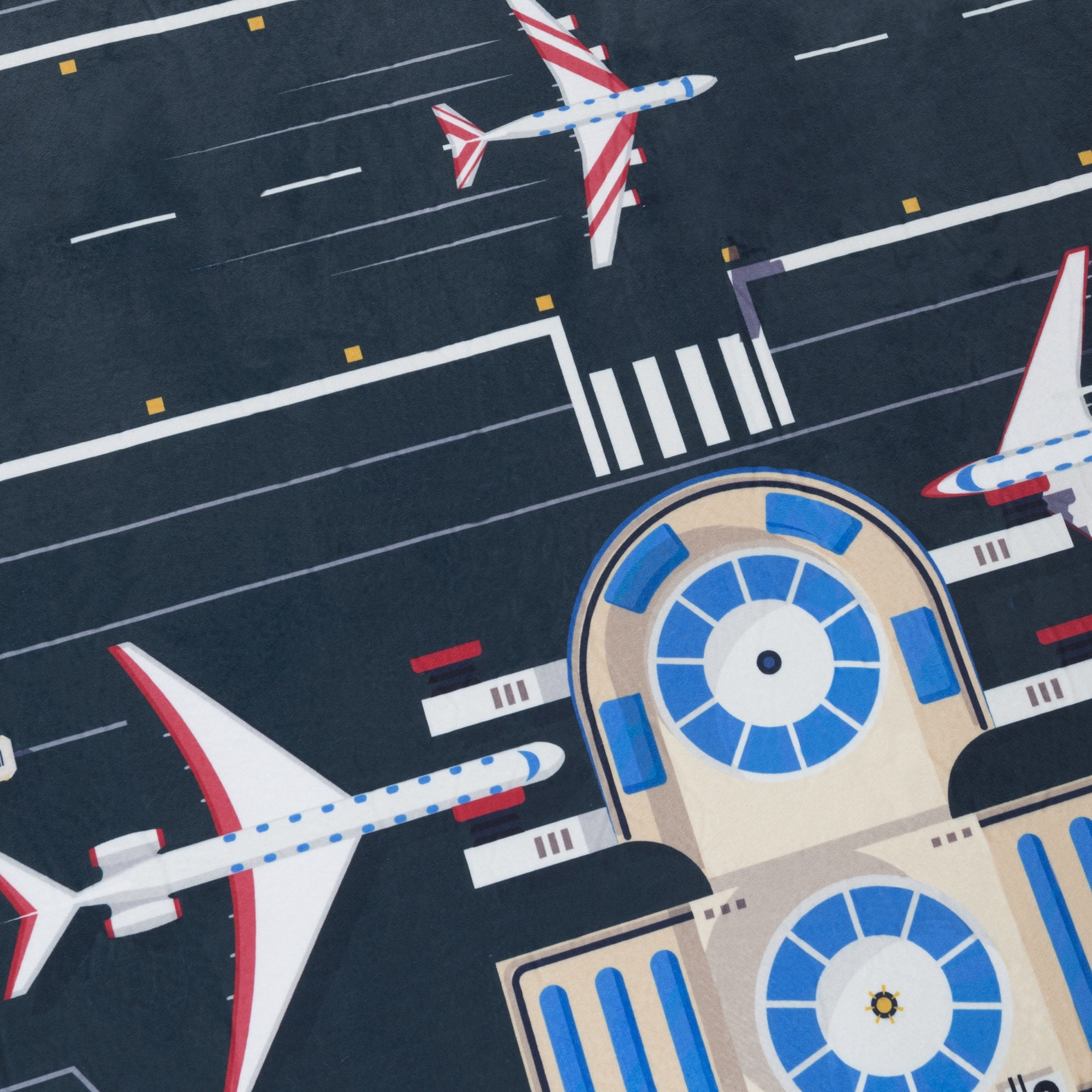 Airport Scene Fleece Baby Play Mat for Kids, Foam Mat with Non Slip Back by Hey! Play!