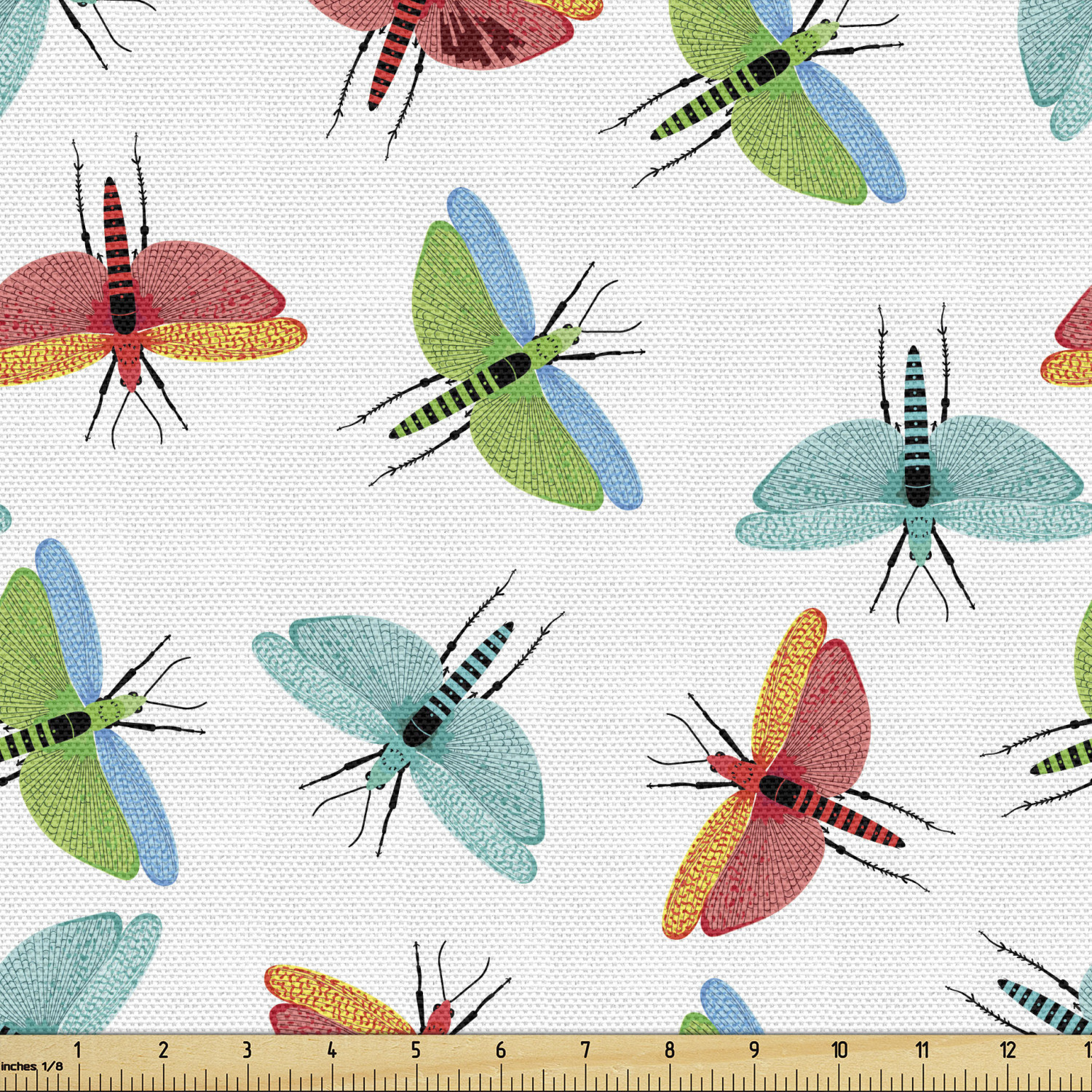 Dragonfly Fabric by the Yard Pattern with Colorful Dragonflies Flying