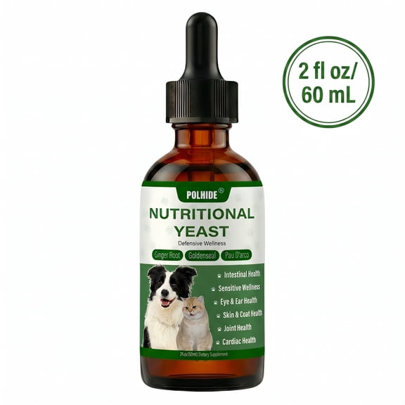 POLHIDE Nutritional Yeast Dog and Cat Probiotic Supplement, 5 Billion CFU/mL, Digestive Support Drops, 2 fl oz, Chicken Flavor