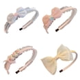thumbnail image 5 of rygai Lace Trim Heart Decor Shiny Elastic Girls Headband Kids Imitation Pearls Bowknot Decor Hair Hoop Hair Ties,Blue, 5 of 8