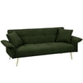 thumbnail image 4 of Glavbiku 70" Velvet Futon Loveseat,Convertible Daybed with Folding Armrests for Living Room,Green, 4 of 12