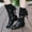 Black, variant on BONIXOOM Rain Boots For Women Flat Heel Rubber Zip-Up Mid-Calf Winter White