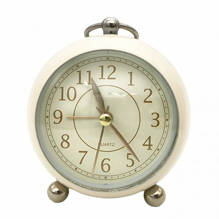 DESIGNICE Vintage Small Alarm Clock with Night Light,Silent Quartz Movement,Non-Ticking,Decorative,for Bedside Table,Desk,Kitchen,Bedroom,Shelf,Nightstand,Wall Hanging