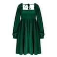 thumbnail image 5 of Mifsaly Velvet Wedding Guest Dress Women Ribbed Square Neck Velour Elegant Dresses Loose Long Sleeve Evening Cocktail Party Gowns Travel Funny Festival Fashion Outfits Green M, 5 of 9