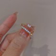 thumbnail image 3 of Anillo de lujo con forma de corazón y luz, estilo apertura, con incrustaciones de diamantes de imitación en forma de corazón de melocotón, 3 of 6