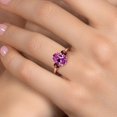 thumbnail image 4 of Gem Stone King 3.99 Ct Oval Pink Created Sapphire Red Garnet 18K Rose Gold Plated Silver Ring (Size 5), 4 of 6