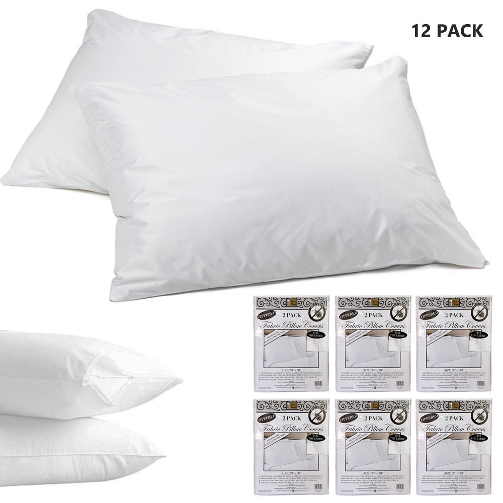 12 Pack Premium Fabric Zippered Pillow Cover Luxurious Bed Bug