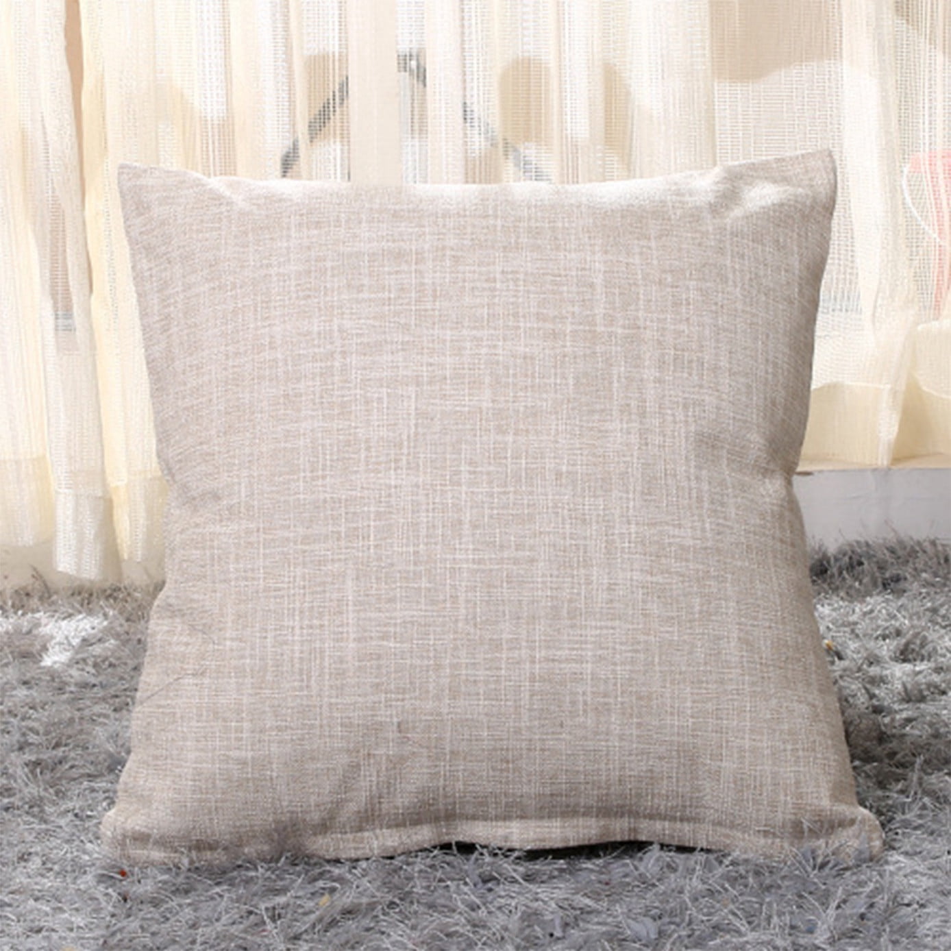 Linen Throw Pillow Cushion Cover with Insert Decorative Pillow for Sofa Couch Bed Living Room Bedroom Outdoor Patio Home Decor Accent Pillow 18x18 Inch Pillow with Zipper
