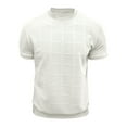 thumbnail image 6 of Mens Knit Short Sleeve T Shirts Casual Crewneck Slim Fit Shirt Cable Knitted Stretch Pullover Tees, 6 of 6
