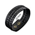 thumbnail image 7 of Ayyufe Vintage Men Leather Wide Braided Bracelet Cuff Button Wristband Bangle, 7 of 7