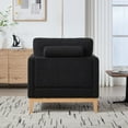 thumbnail image 6 of TICOZE 35.4" Wide Modern Farmhouse Accent Chair with Pocket Springs & Natural Wood Legs - Black Boucle Reading Armchair with Bolster Pillows, 6 of 8