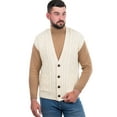 thumbnail image 3 of SAOL Men's 100% Merino Wool Sweater Vest Aran Irish V-Neck Cable Knit Sleeveless Cardigan with Buttons and Pockets, 3 of 7