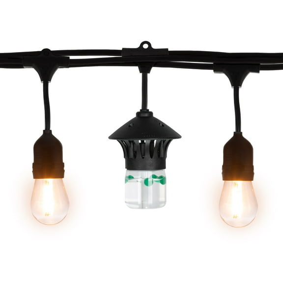 TIKI BiteFighter 36-Ft Outdoor LED Mosquito Repellent String Lights – Weatherproof Patio Lights with 3 Replaceable Repellent Pods