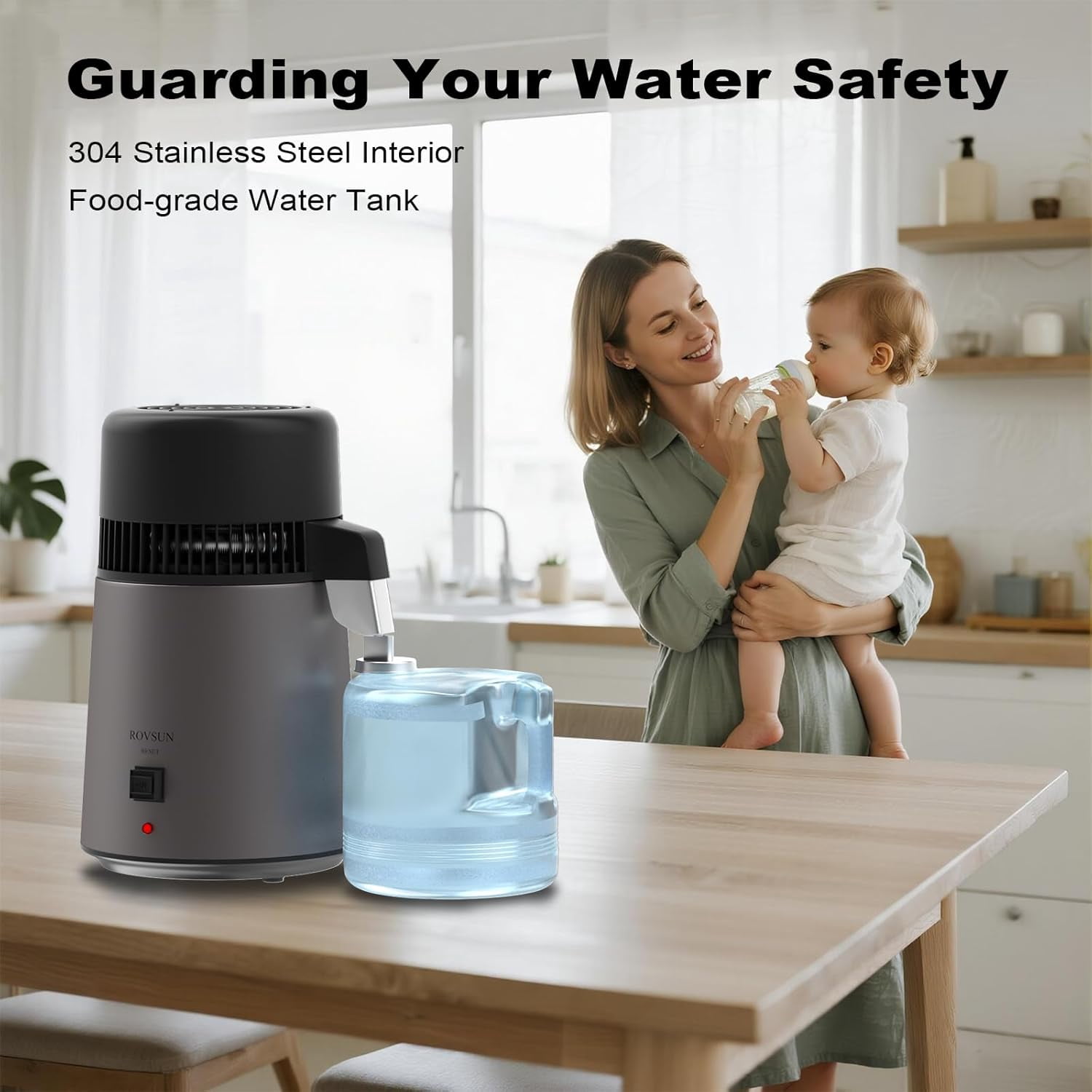 VINGLI 1.1 Gallon/4L Water Distiller, Countertop Distilled Water Machine, BPA-Free, Flame-Retardant, 750W, Gray