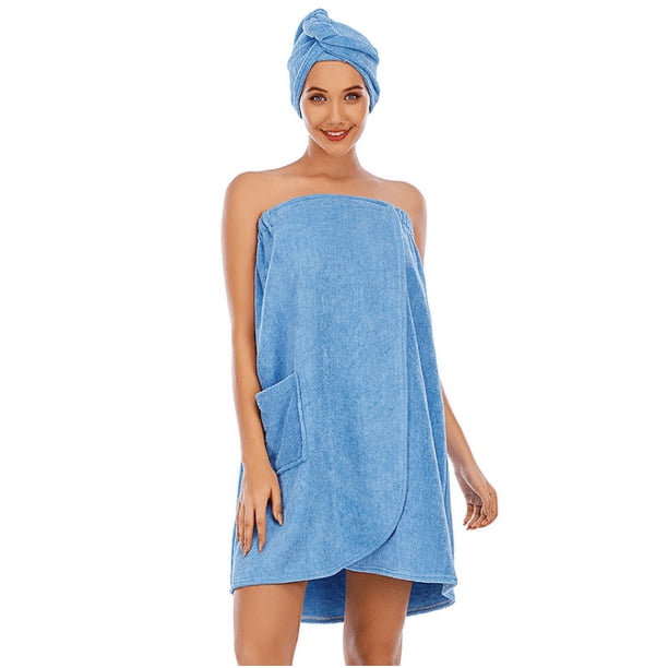 Toalla envolvente para mujer Envolturas de spa y toalla para el cabello Envoltura corporal Albornoz con cierre ajustable Ormromra ZJWJ278-5