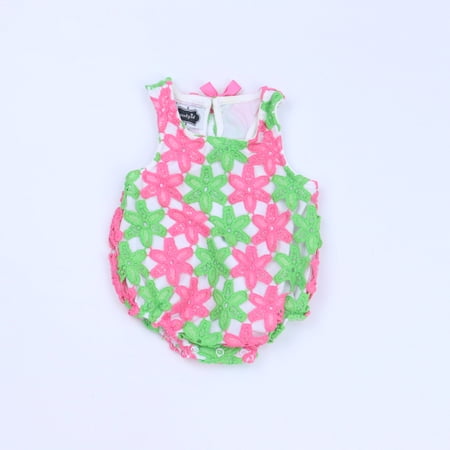 

Pre-owned Mudpie Girls Pink | Green Romper size: 0-6 Months